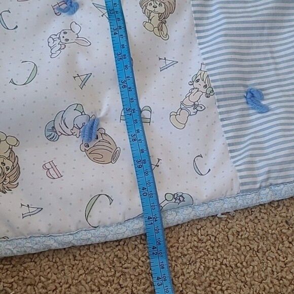 vintage precious moments blue tie ABC lion character print baby quilt retro - Picture 9 of 16